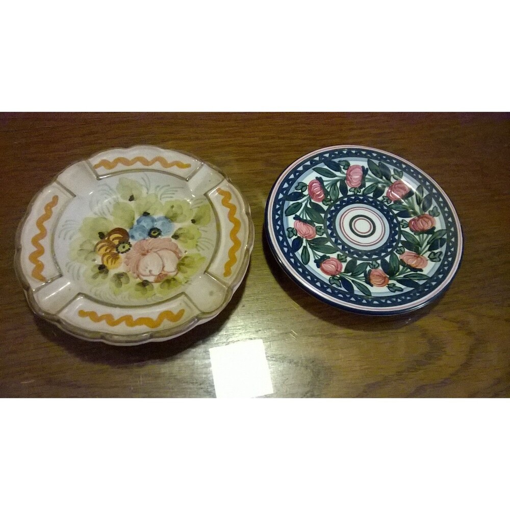COMO Italy Ashtray & Hanging Plate Hand Painted Djo l Italy?